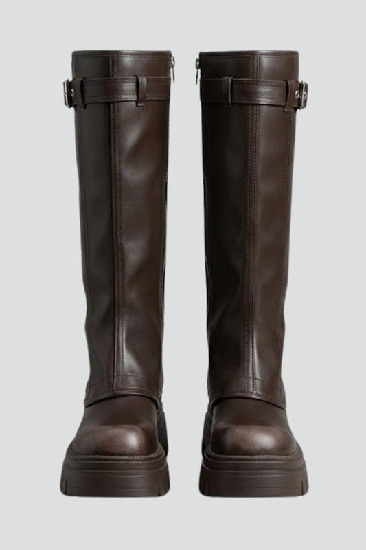 Classic Knee High Platform Boots with Side Zip Modeberg Bern