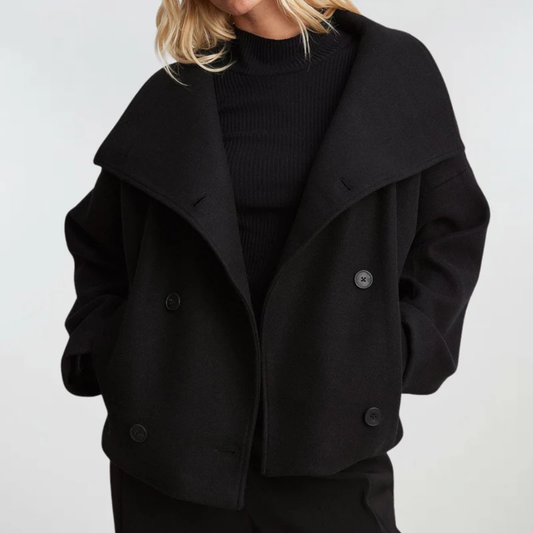 Cropped Double Breasted Coat with Wide Lapels Modeberg Bern