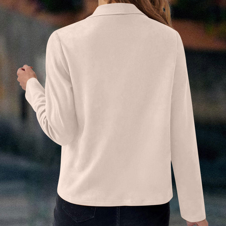 Draped Open Front Jacket with Waterfall Lapel and Cropped Fit Modeberg Bern