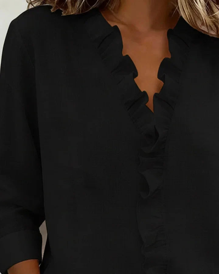 Indira™ Rüschen-V-Ausschnitt-Bluse Modeberg Bern