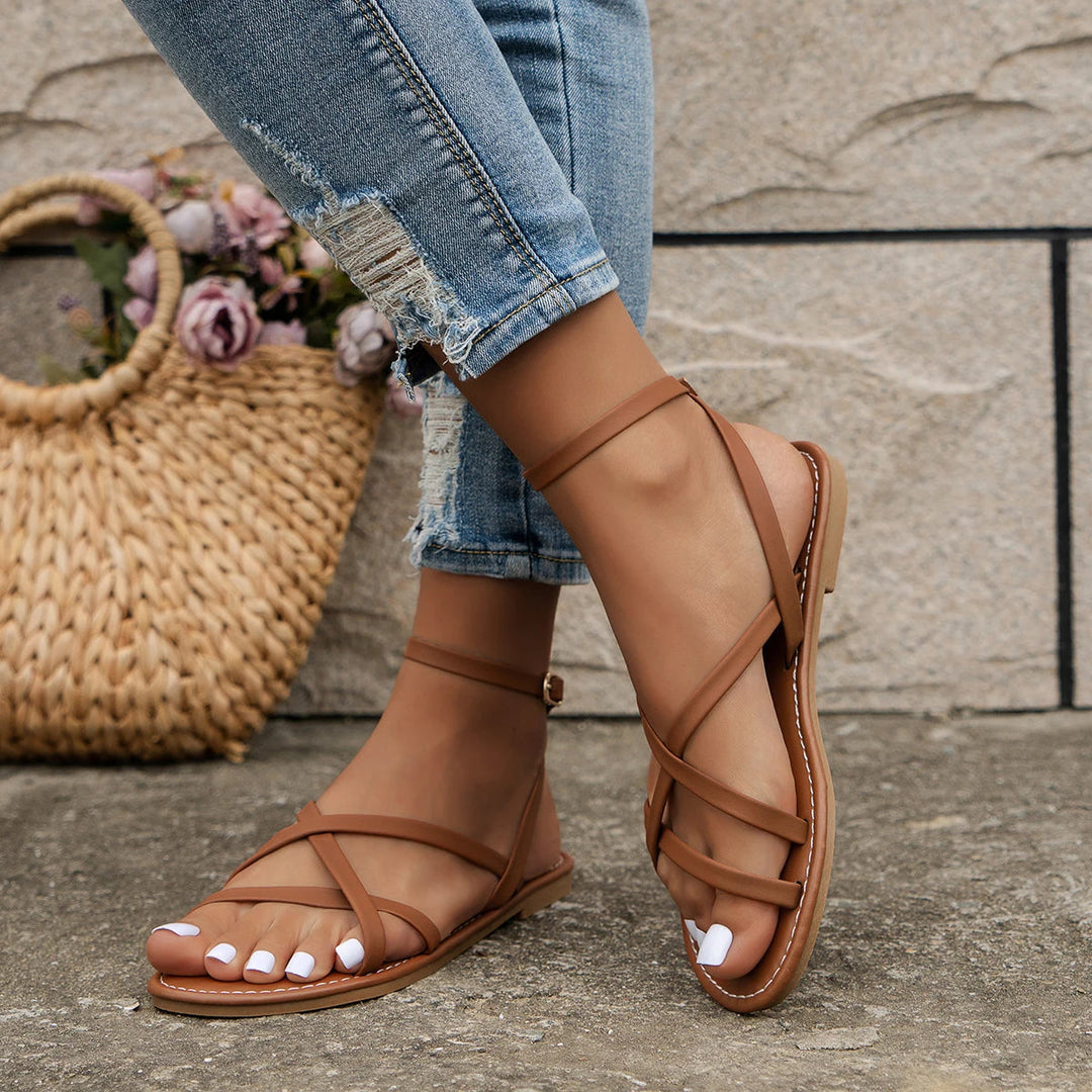 Criss-Cross Vegan Leather Flat Sandals Modeberg Bern