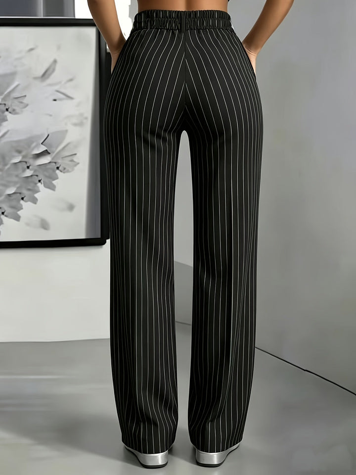 Striped Slim Fit Straight Leg Office Trousers Modeberg Bern