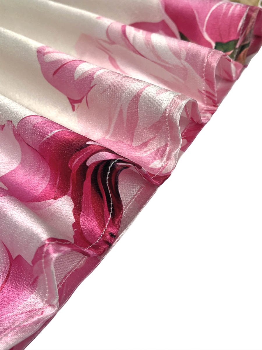 Floral Print A-Line Maxi Dress – Pleated Mock Neck Modeberg Bern