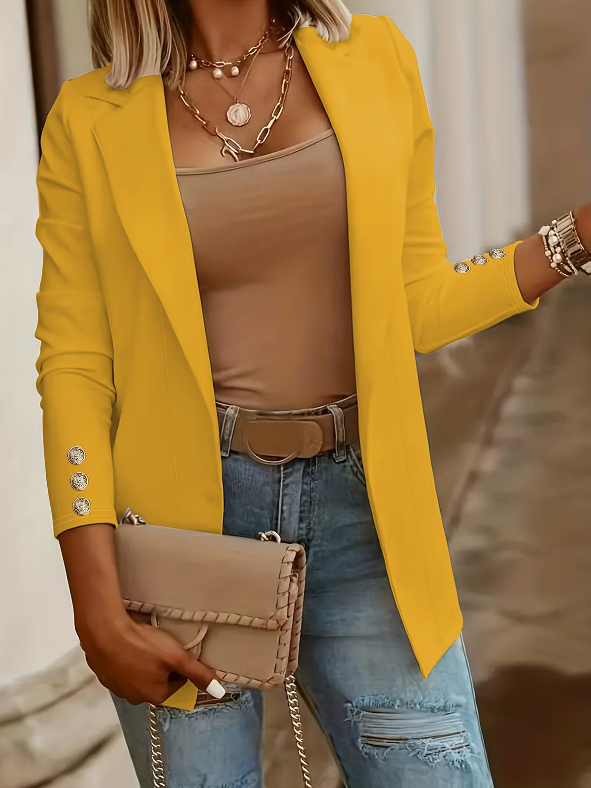 Mid-Length Lapel Coat with Decorative Button Cuffs Modeberg Bern