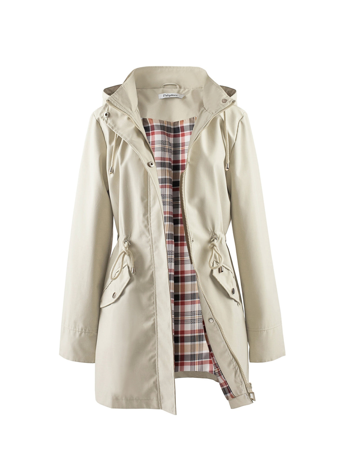 Hooded Zip Up Coat with Drawstring Waist Modeberg Bern