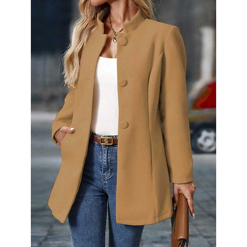 Single-Breasted Stand Collar Coat with Tailored Fit Modeberg Bern
