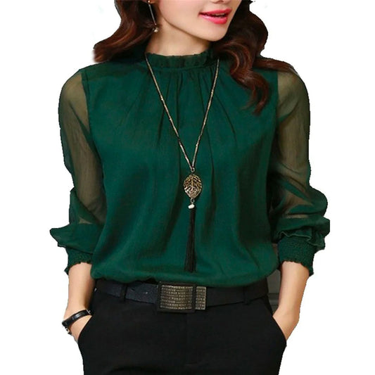 Women's Elegant Long Sleeve Chiffon Blouse Modeberg Bern