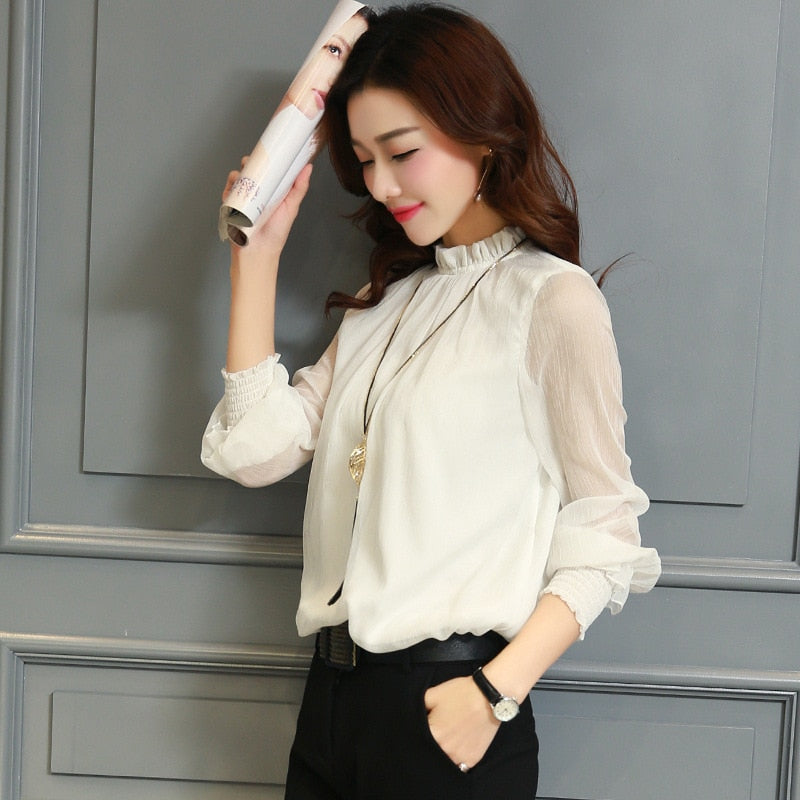 Women's Elegant Long Sleeve Chiffon Blouse Modeberg Bern