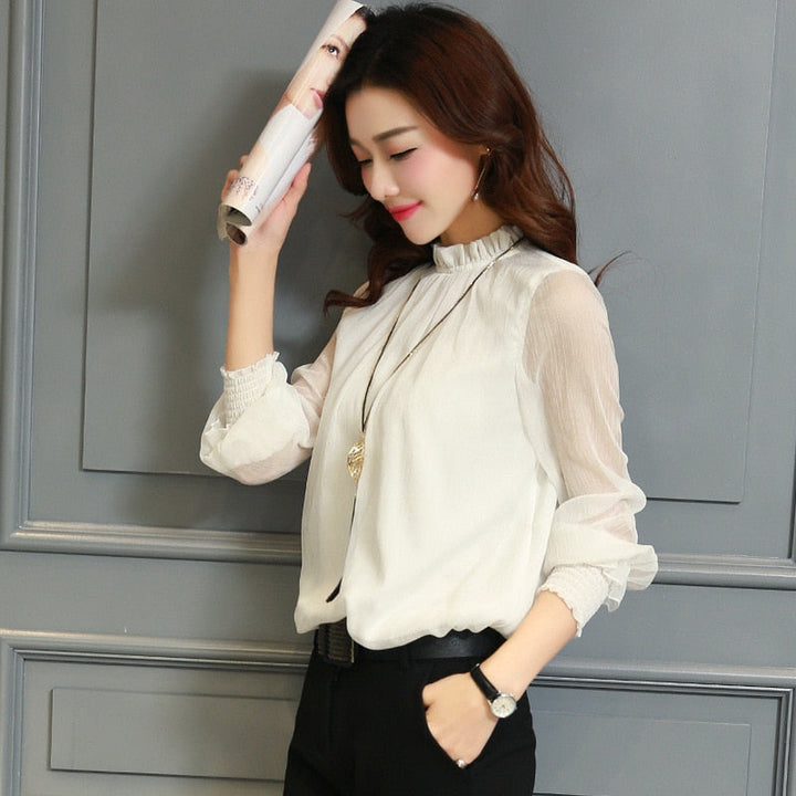 Women's Elegant Long Sleeve Chiffon Blouse Modeberg Bern