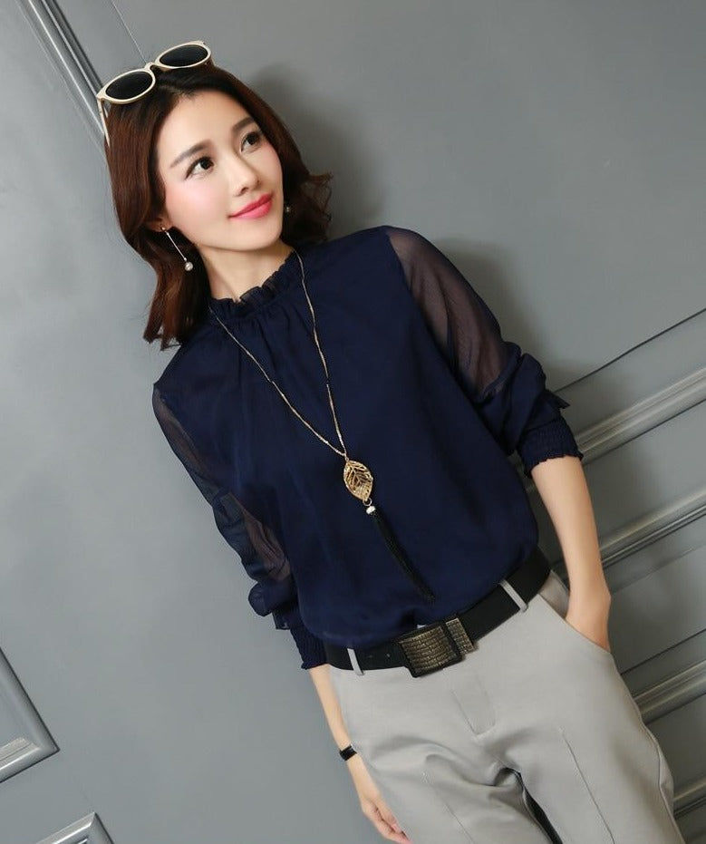 Women's Elegant Long Sleeve Chiffon Blouse Modeberg Bern