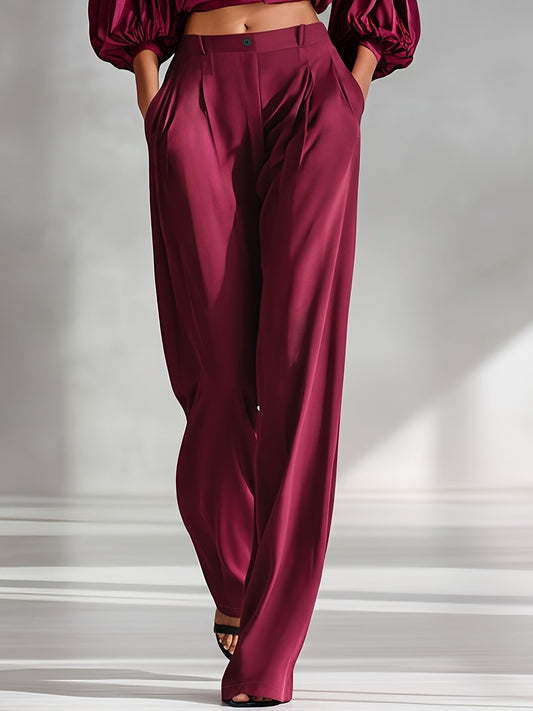 Elegant Satin Trousers with Pockets Modeberg Bern