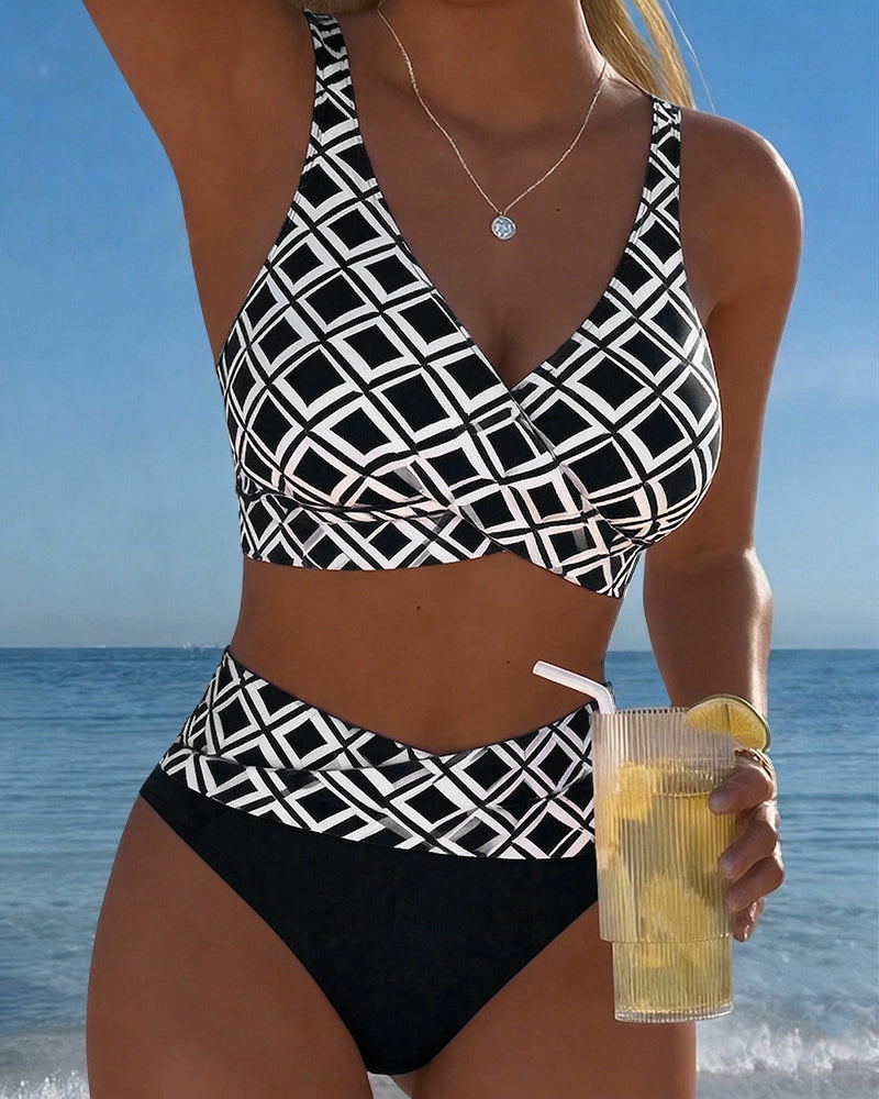 Nina™ Zweiteiliger Bikini mit Bh-Schnitt und Rautenmuster für Damen
