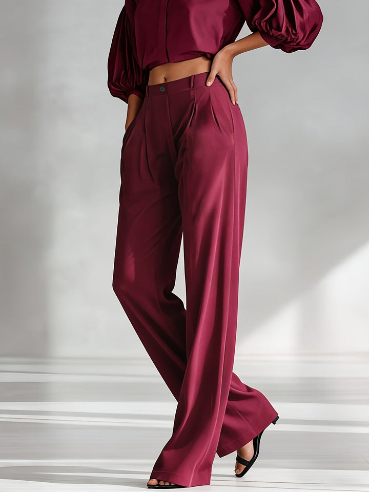 Elegant Satin Trousers with Pockets Modeberg Bern