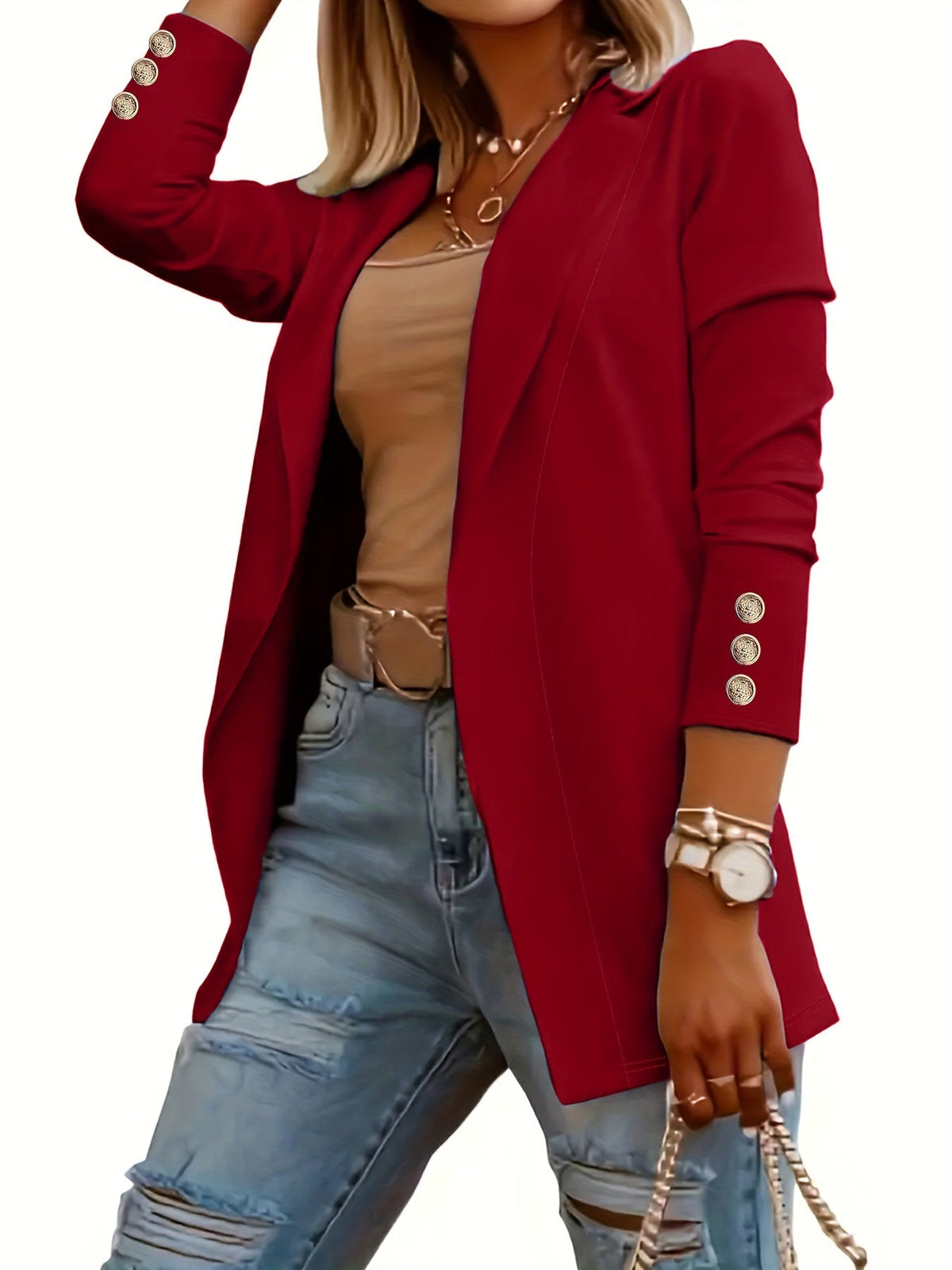 Mid-Length Lapel Coat with Decorative Button Cuffs Modeberg Bern