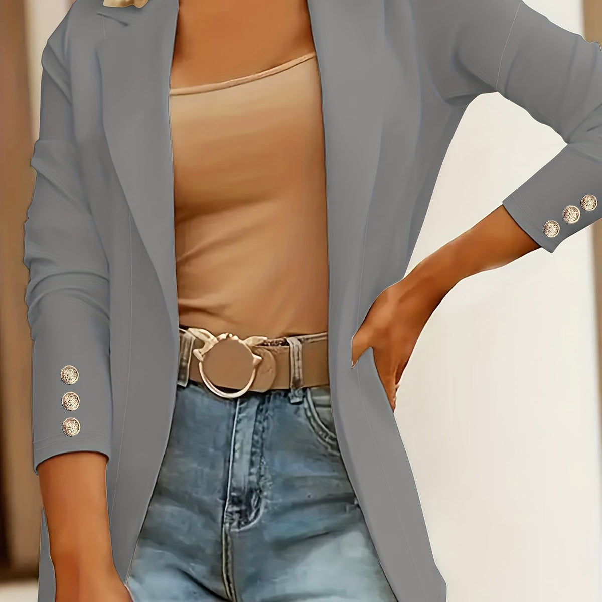 Mid-Length Lapel Coat with Decorative Button Cuffs Modeberg Bern