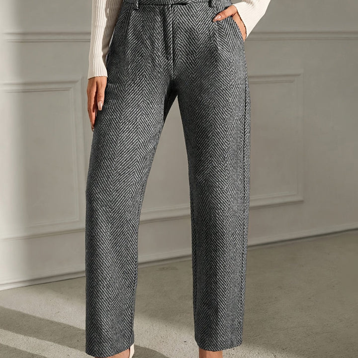 Elegant Grey Straight-Leg Office Trousers Modeberg Bern