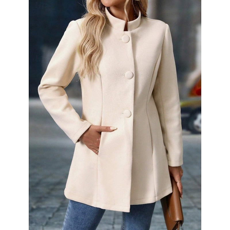 Single-Breasted Stand Collar Coat with Tailored Fit Modeberg Bern