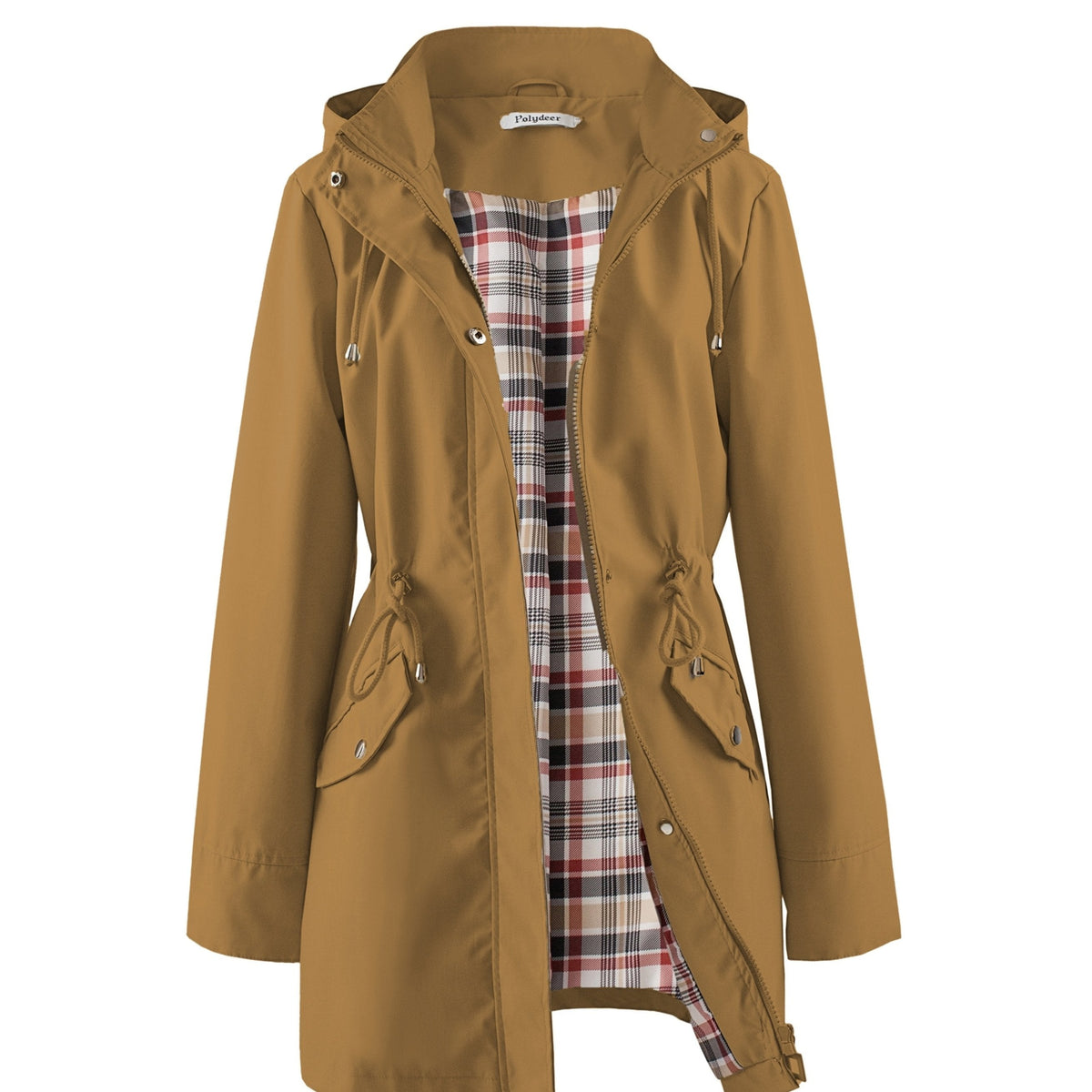Hooded Zip Up Coat with Drawstring Waist Modeberg Bern