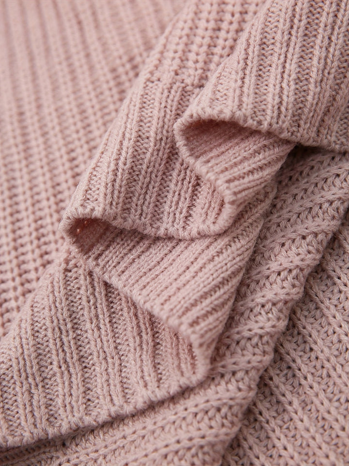 Relaxed Half Roll Neck Jumper Dress in Ribbed Knit Modeberg Bern