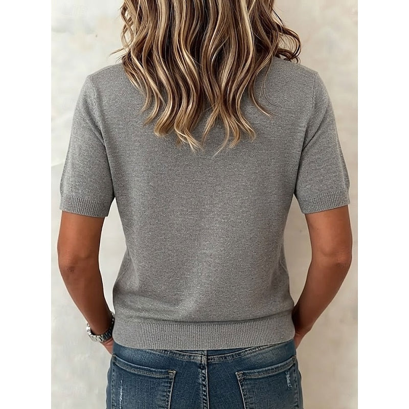 Button-Front Short Sleeve Top Modeberg Bern