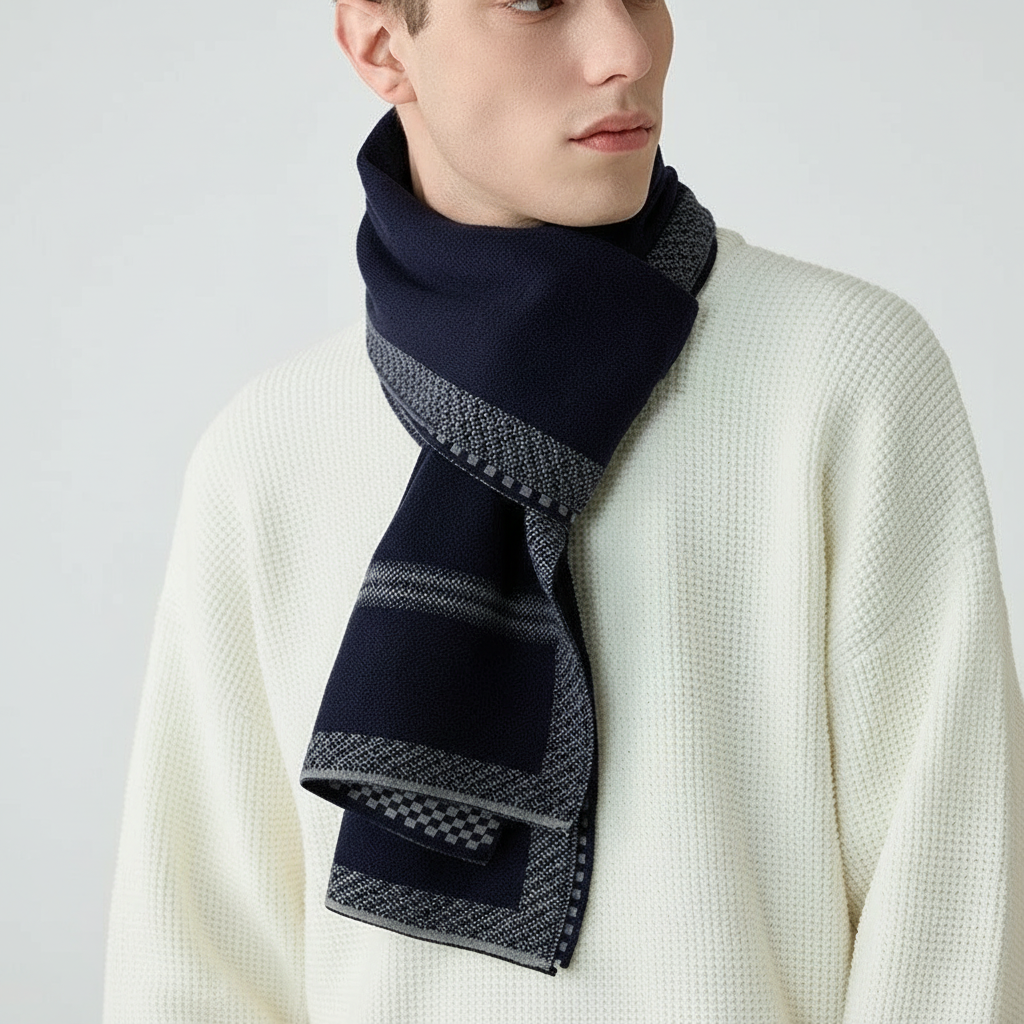 Egon™ Schal Mit Geometrischem Muster – Dunkelblau | Modeberg Bern