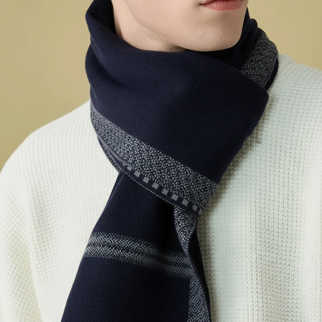Egon™ Schal Mit Geometrischem Muster – Dunkelblau | Modeberg Bern