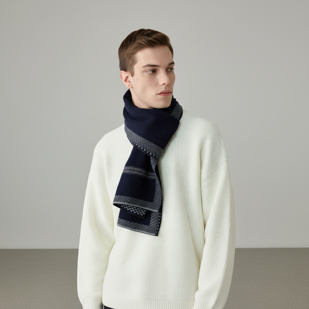 Egon™ Schal Mit Geometrischem Muster – Dunkelblau | Modeberg Bern