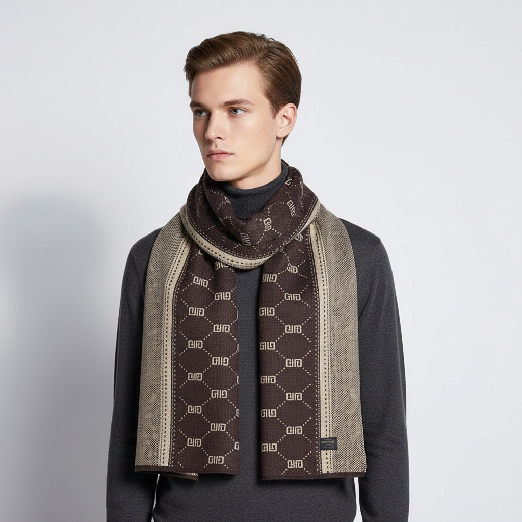 Egon™ Schal Mit Geometrischem Muster – Braun | Modeberg Bern