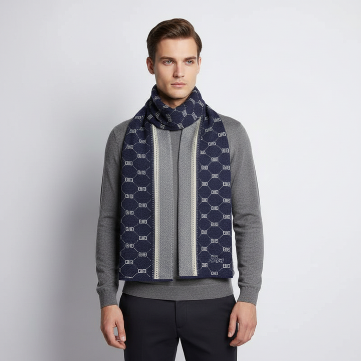 Egon™ Schal Mit Geometrischem Muster – Blau | Modeberg Bern