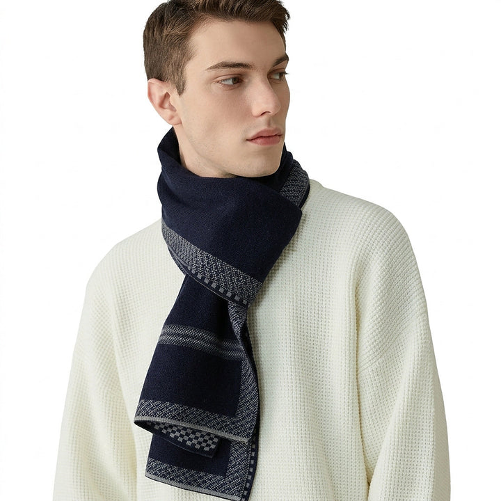 Egon™ Schal Mit Geometrischem Muster – Dunkelblau | Modeberg Bern