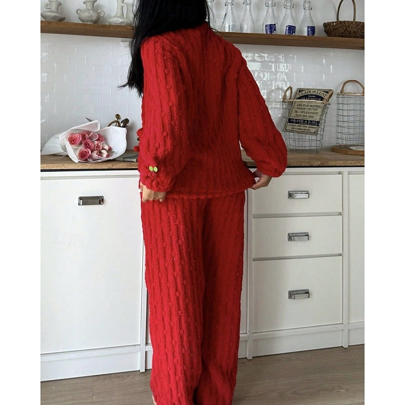 Cosy Cherry-Detail Fluffy Loungewear Set Modeberg Bern