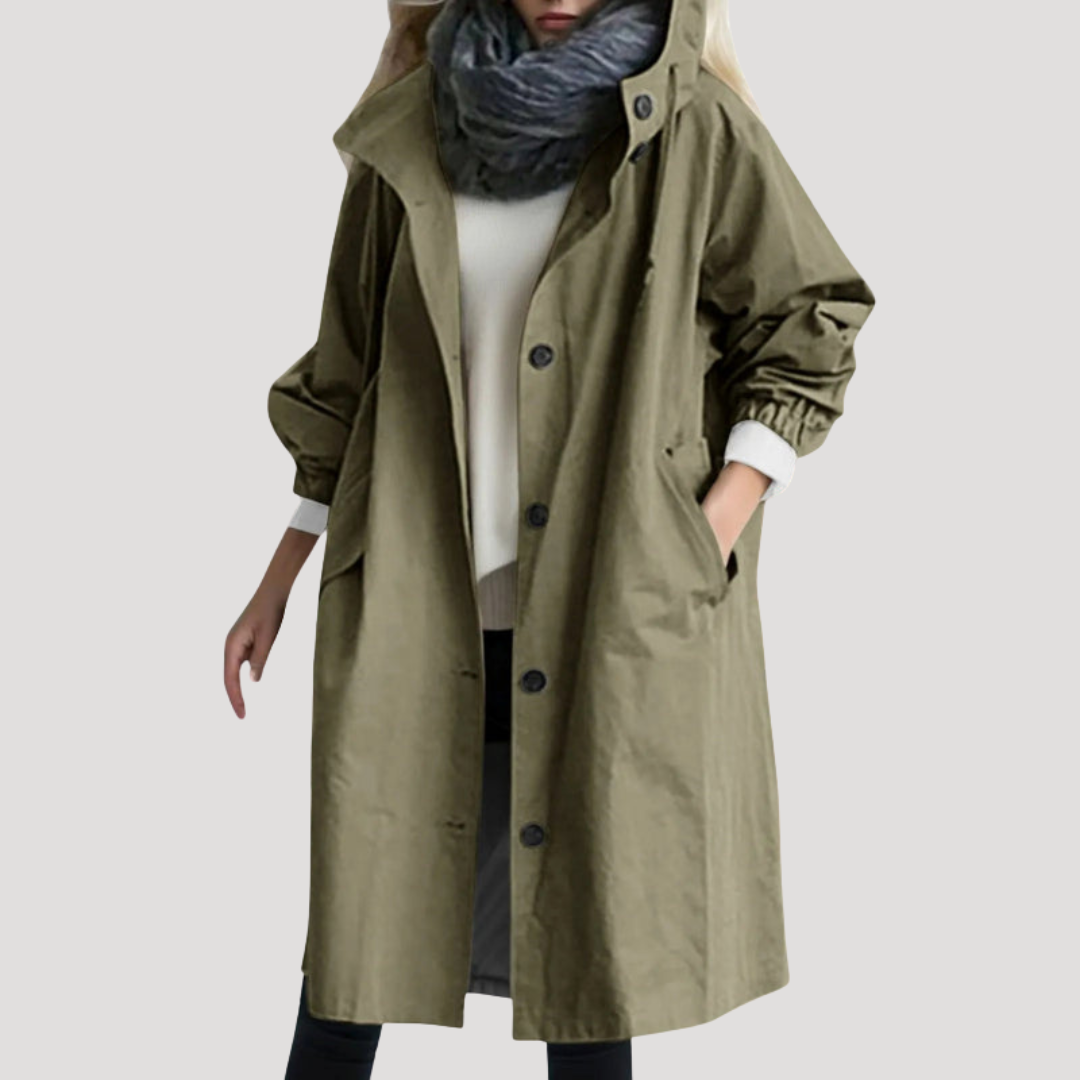 Hooded Button Front Coat for Women Modeberg Bern