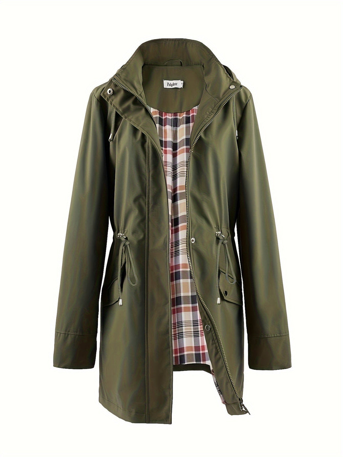 Hooded Zip Up Coat with Drawstring Waist Modeberg Bern