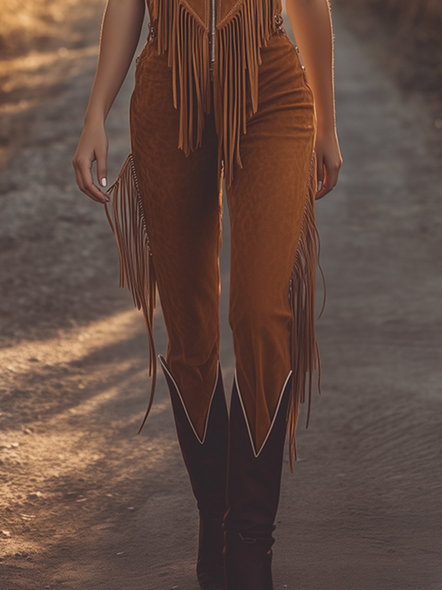 Westira™ Fransen-Jumpsuit mit Reißverschluss Modeberg Bern