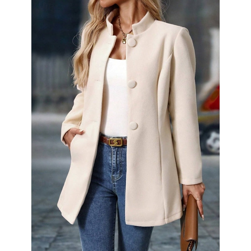 Single-Breasted Stand Collar Coat with Tailored Fit Modeberg Bern