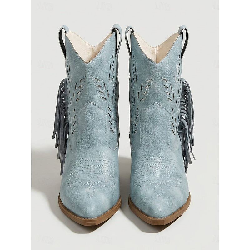 Tasseled Western Ankle Boots with Block Heel Modeberg Bern