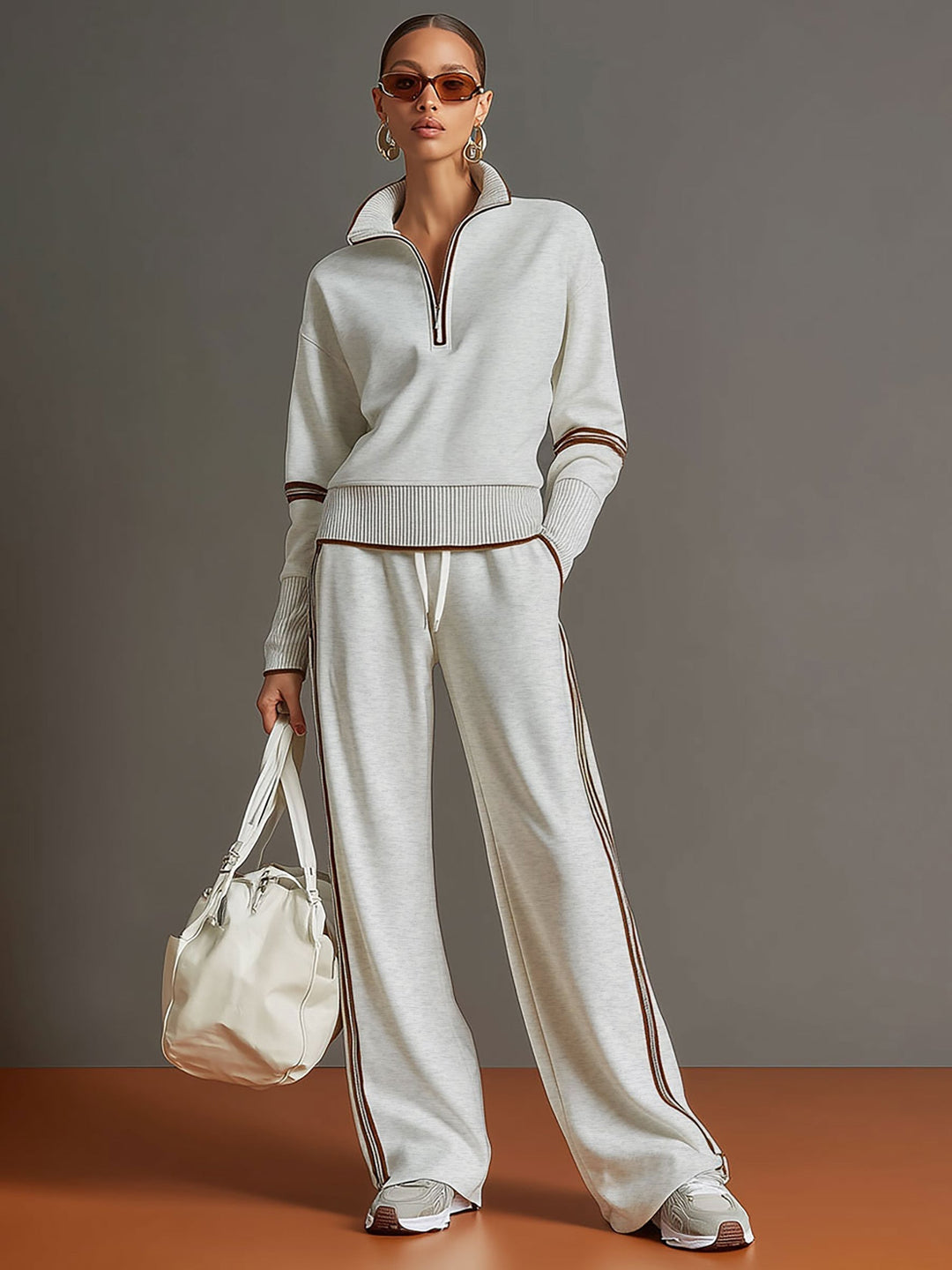 Half-Zip Tracksuit Co-Ord Set with Wide-Leg Trousers Modeberg Bern