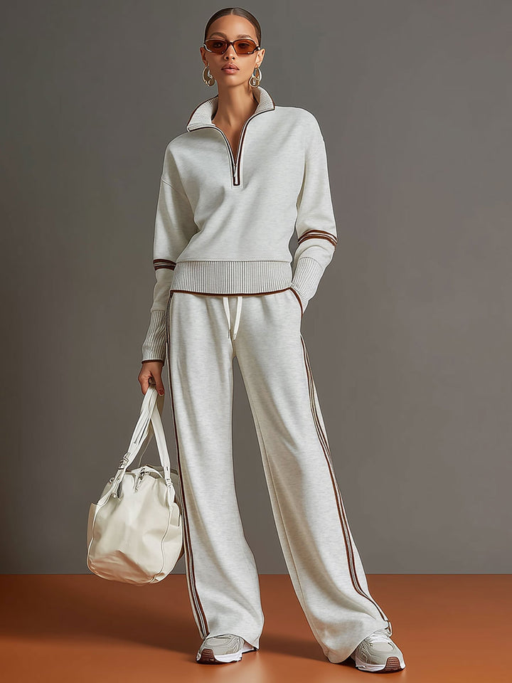 Half-Zip Tracksuit Co-Ord Set with Wide-Leg Trousers Modeberg Bern