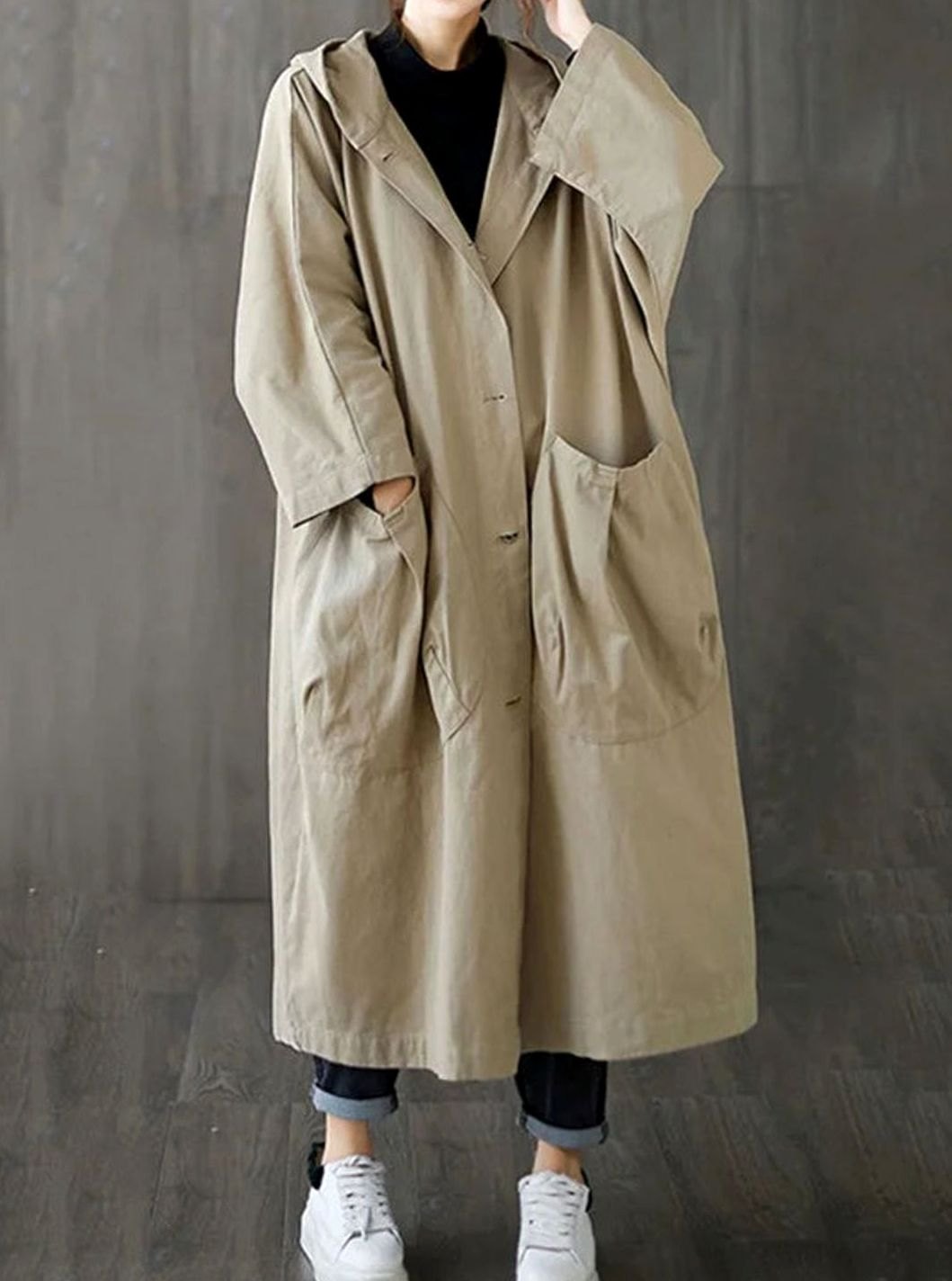 Oversized Hooded Trench Coat with Water Repellent Finish Modeberg Bern