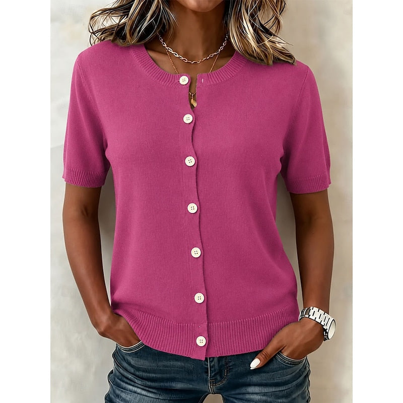 Button-Front Short Sleeve Top Modeberg Bern