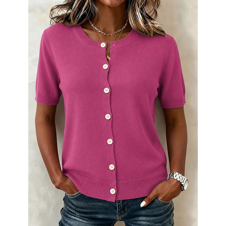 Button-Front Short Sleeve Top Modeberg Bern