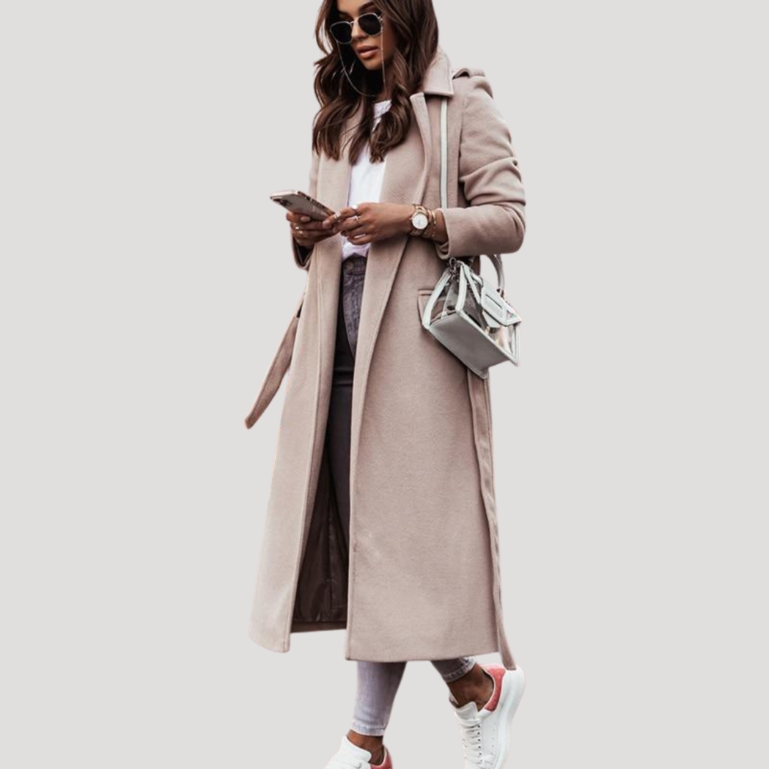 Longline Belted Coat with Tie Waist Modeberg Bern