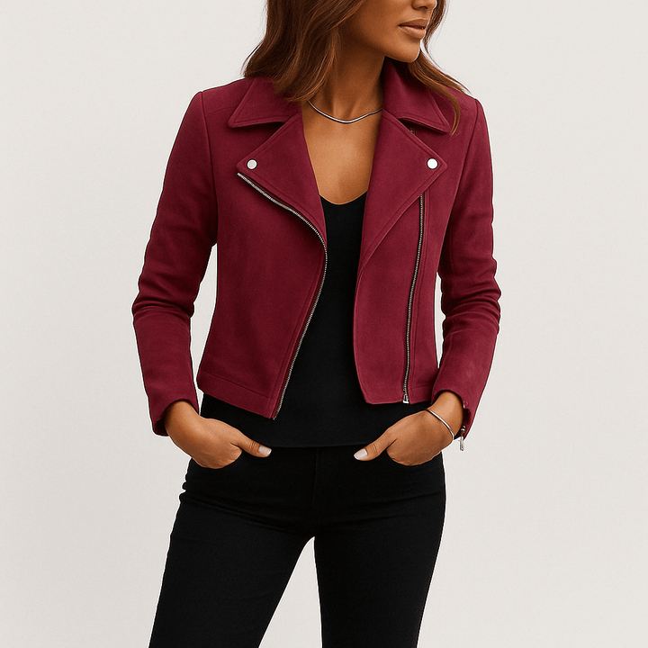 Faux Suede Zip-Up Biker Jacket Modeberg Bern