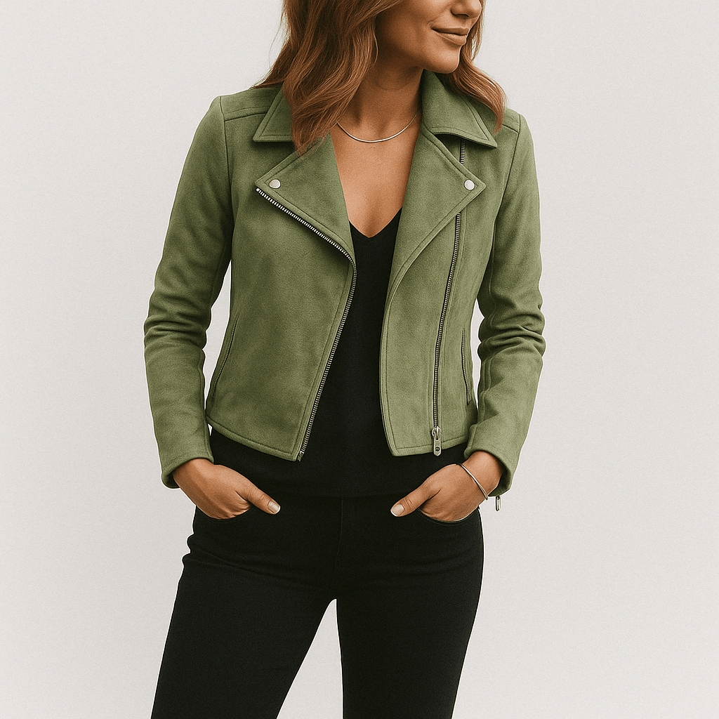 Faux Suede Zip-Up Biker Jacket Modeberg Bern