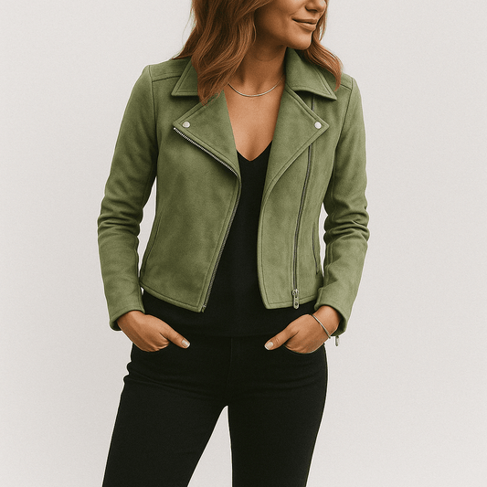 Faux Suede Zip-Up Biker Jacket Modeberg Bern