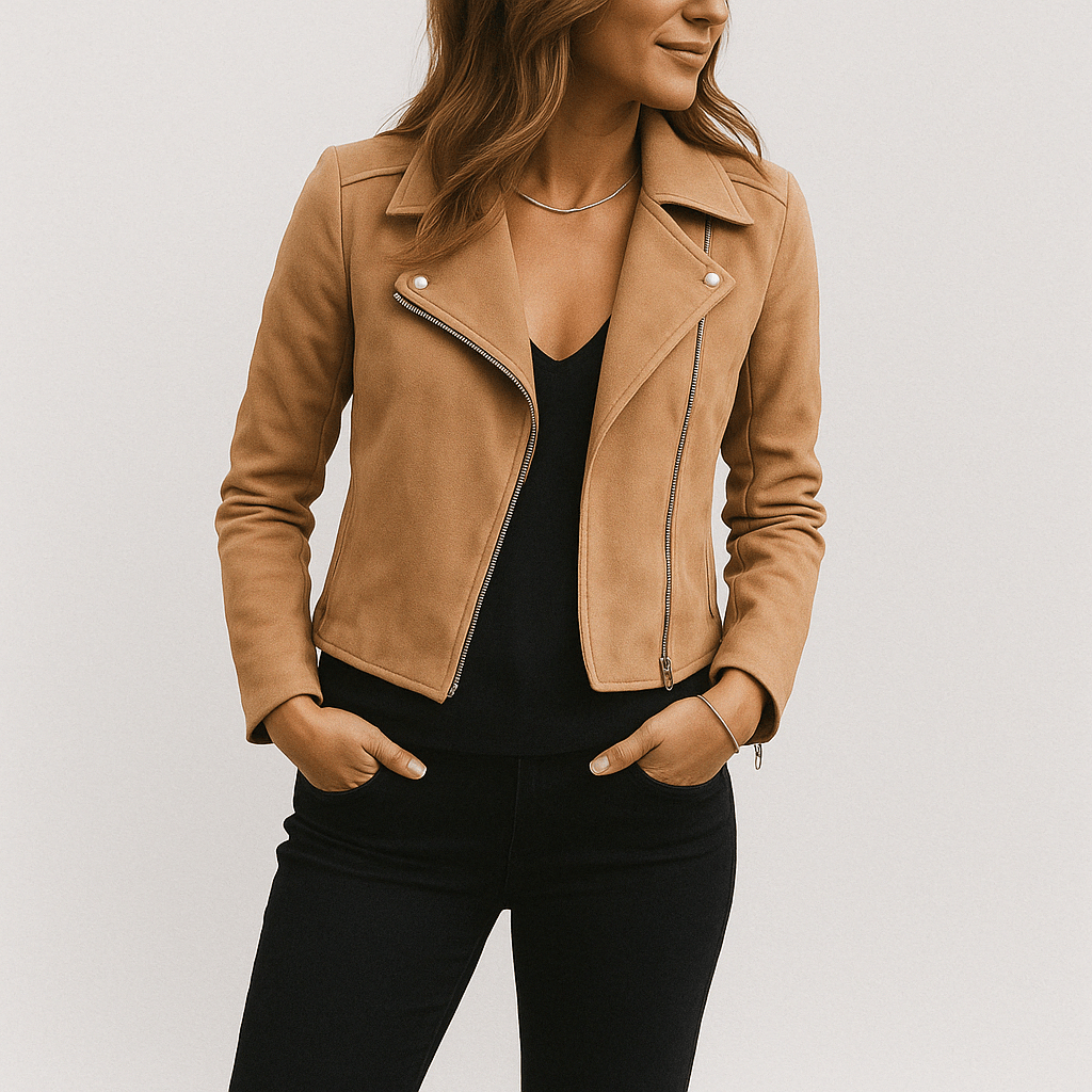 Faux Suede Zip-Up Biker Jacket Modeberg Bern