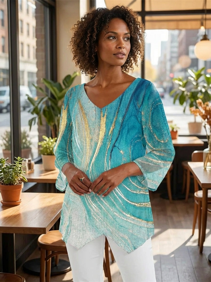 Turiel™ Asymmetrische V-Ausschnitt Bluse Modeberg Bern