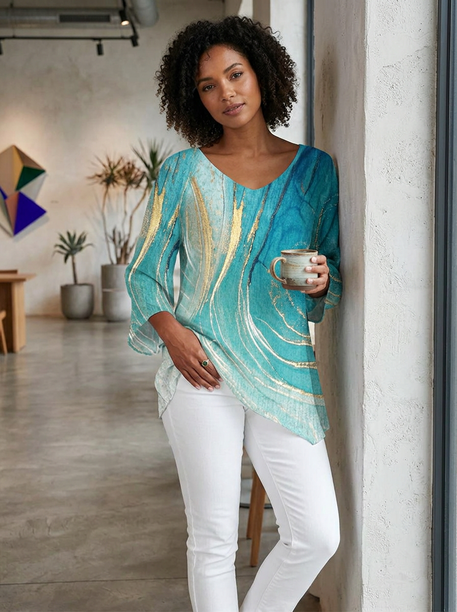 Turiel™ Asymmetrische V-Ausschnitt Bluse Modeberg Bern