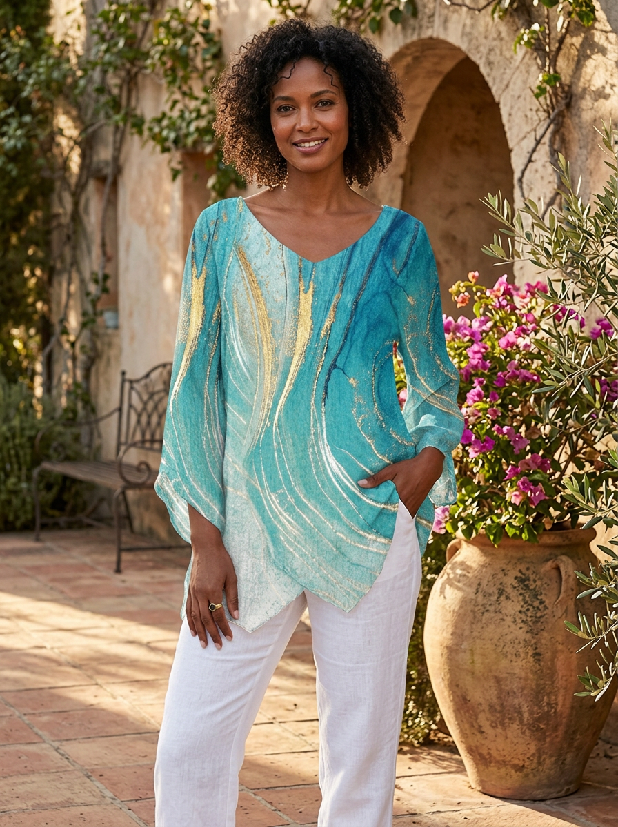Turiel™ Asymmetrische V-Ausschnitt Bluse Modeberg Bern