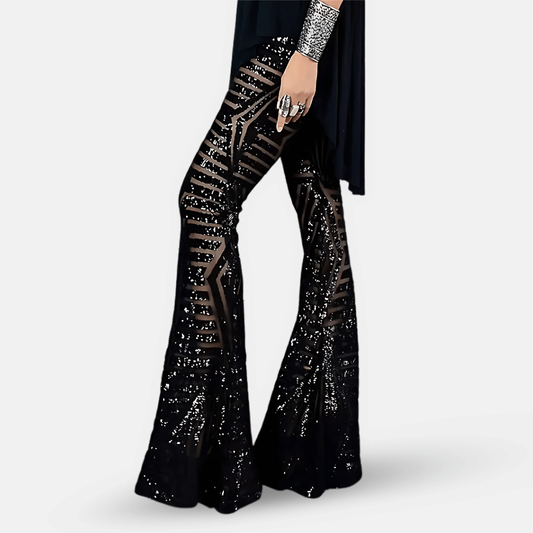 Women's Shimmering Sequined Bell Bottoms Modeberg Bern